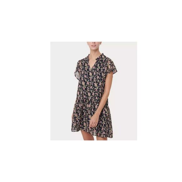 Loft Floral Print Dress Swing Size XS Petite‎ Navy Lining - Picture 1 of 7
